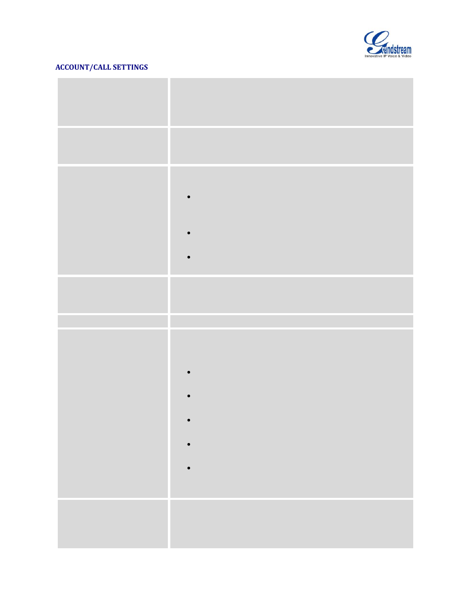 Account/call settings, G [account/call settings | Grandstream GXV3240 Administration Guide User Manual | Page 63 / 119