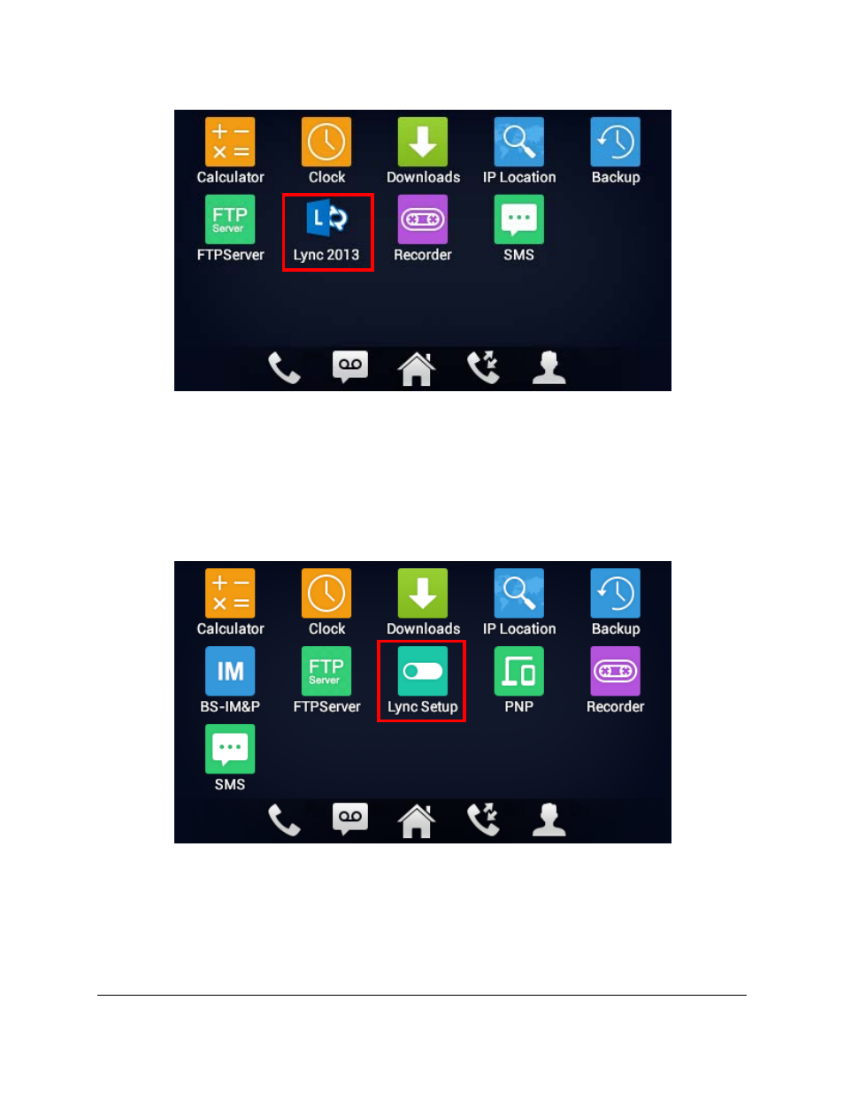 Figure 4: lync application on gxv3240 menu, Figure 5: lync setup | Grandstream GXV3240 Microsoft Lync Setup Guide User Manual | Page 7 / 15