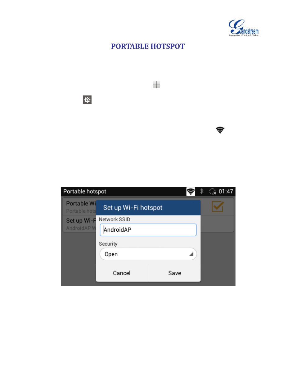 Portable hotspot, Figure 19: gxv3240 wi-fi hotspot | Grandstream GXV3240 Wi-Fi Guide User Manual | Page 19 / 19