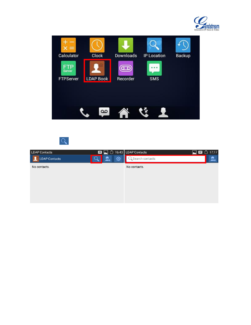 Figure 8: gxv3240 menu, Figure 9: gxv3240 ldap book - search | Grandstream GXV3240 LDAP Book Guide User Manual | Page 15 / 22