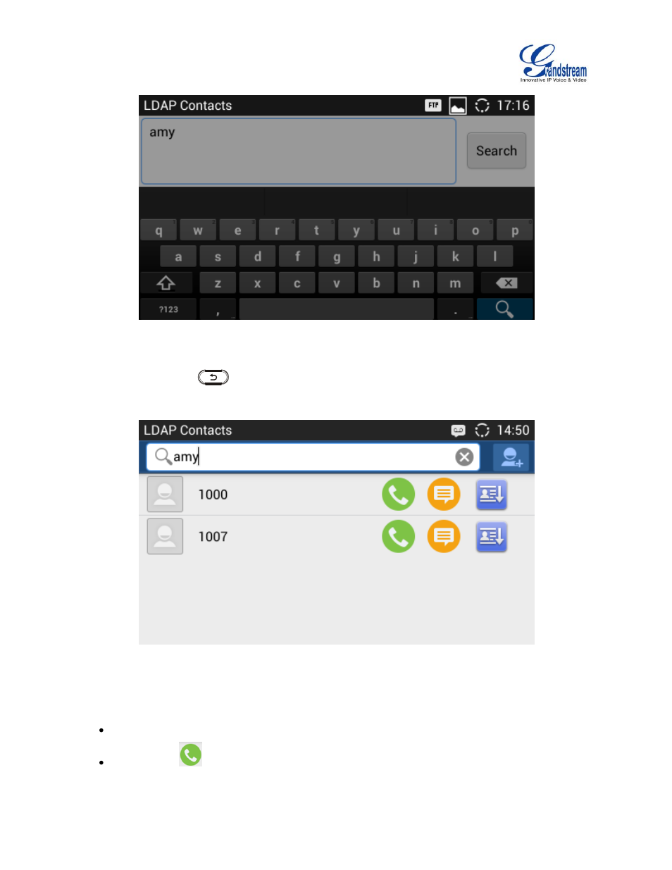 Figure 11: gxv3240 ldap book - search result | Grandstream GXV3240 LDAP Book Guide User Manual | Page 16 / 22