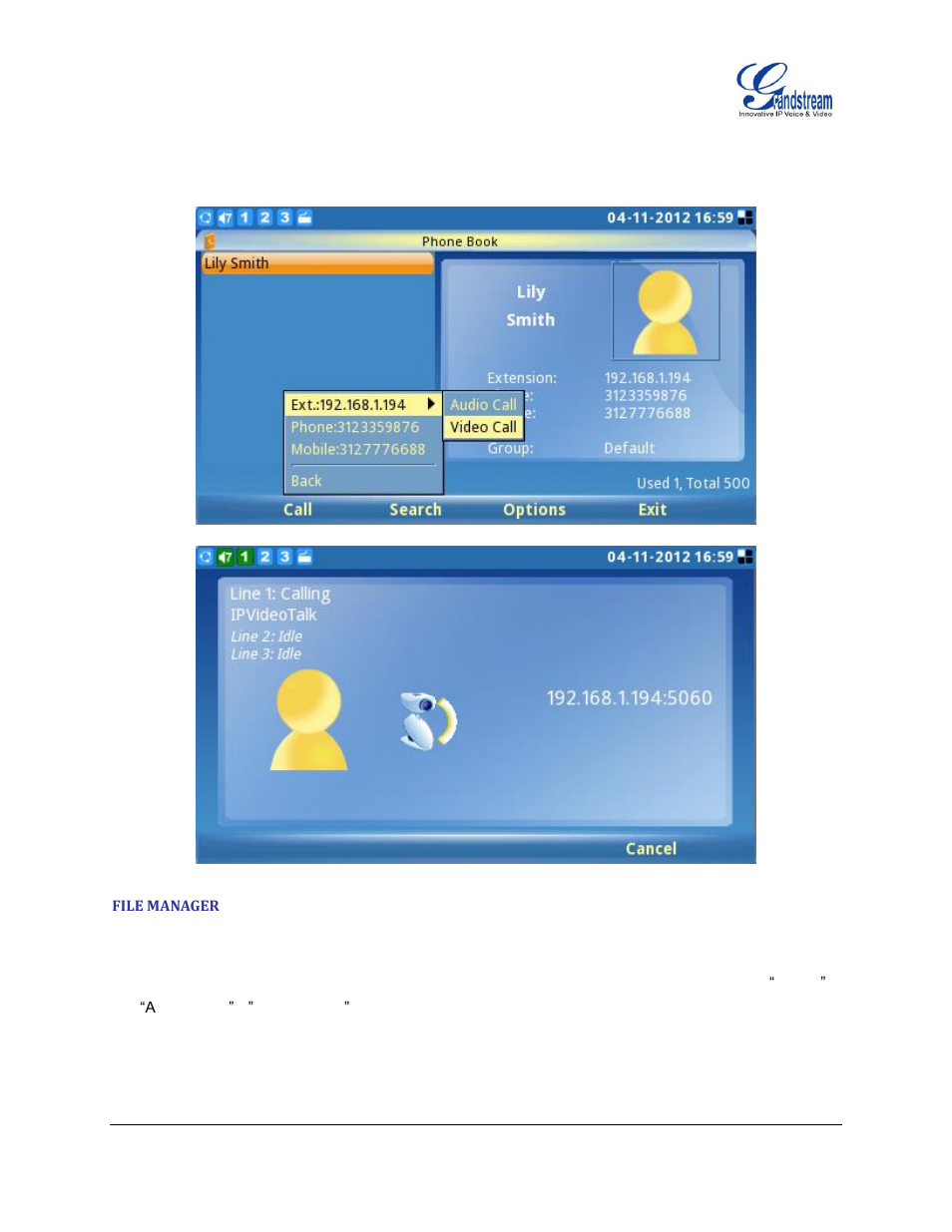 File manager | Grandstream GXV3140 User Manual User Manual | Page 115 / 151