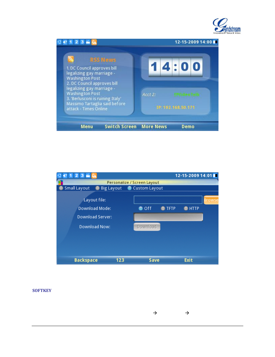 Softkey | Grandstream GXV3140 User Manual User Manual | Page 135 / 151