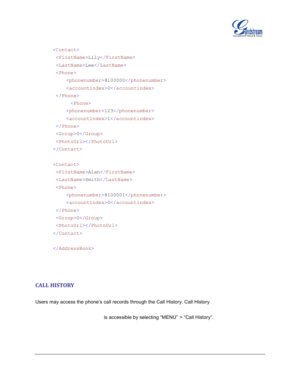Call history | Grandstream GXV3140 User Manual User Manual | Page 66 / 151
