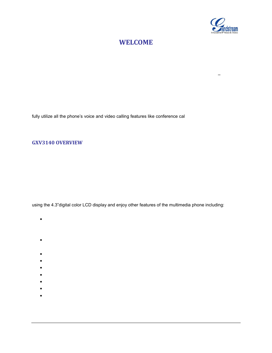 Welcome, Gxv3140 overview | Grandstream GXV3140 User Manual User Manual | Page 9 / 151