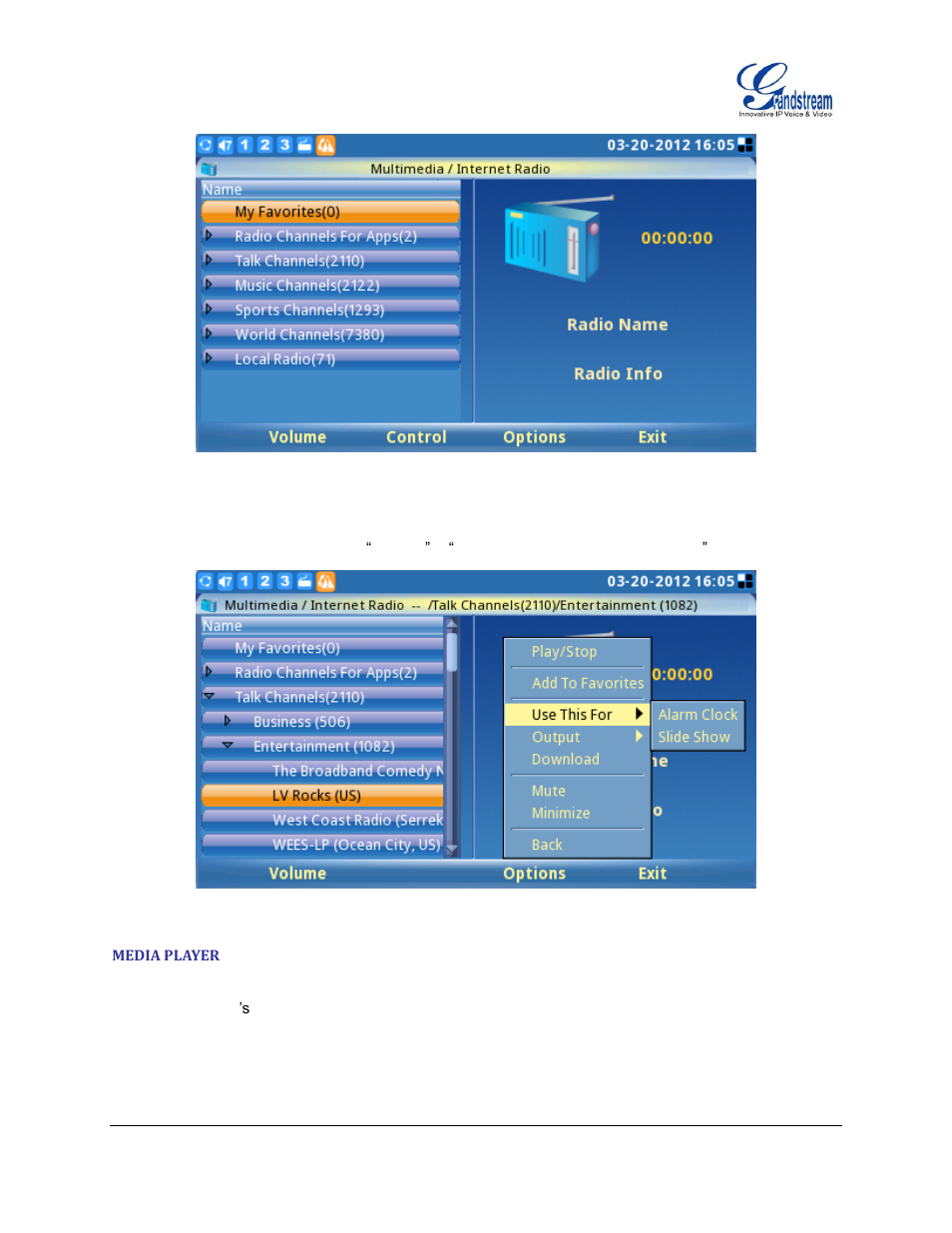 Media player | Grandstream GXV3140 User Manual User Manual | Page 97 / 151