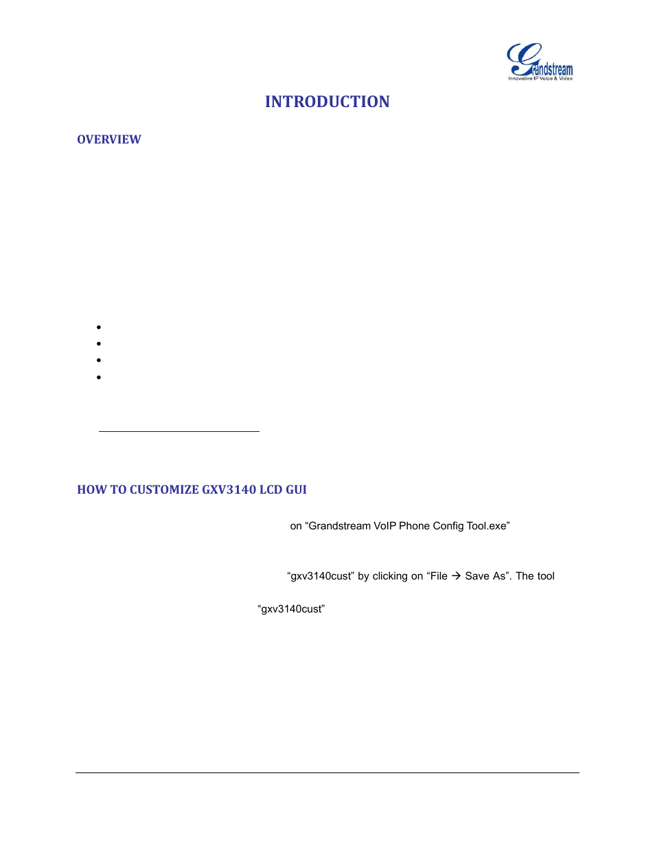 Introduction, Overview, How to customize gxv3140 lcd gui | Grandstream GXV3140 GUI Customization Guide User Manual | Page 3 / 11