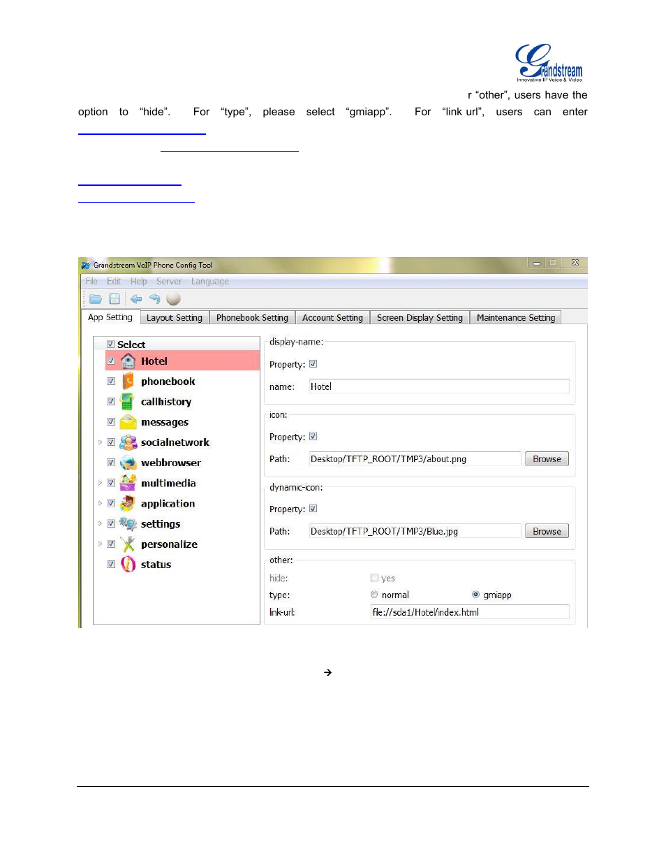 Figure 3: app setting  gmi application example | Grandstream GXV3140 GUI Customization Guide User Manual | Page 6 / 11