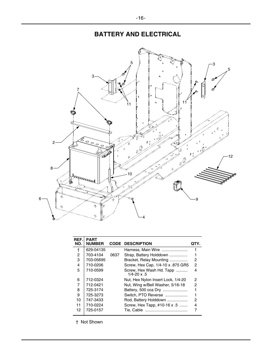 Battery and electrical | Cub Cadet 6284 User Manual | Page 16 / 39