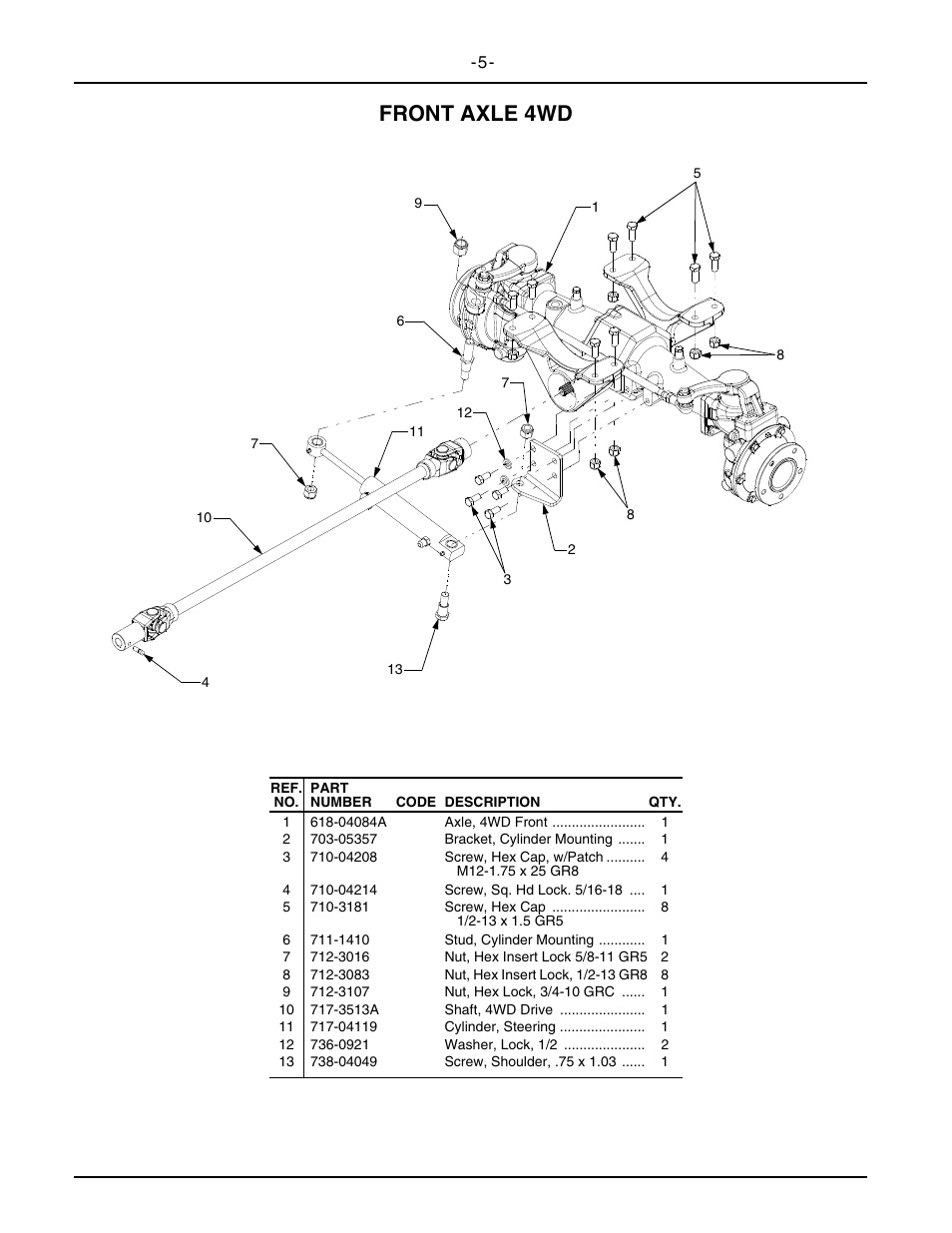 Front axle 4wd | Cub Cadet 6284 User Manual | Page 5 / 39