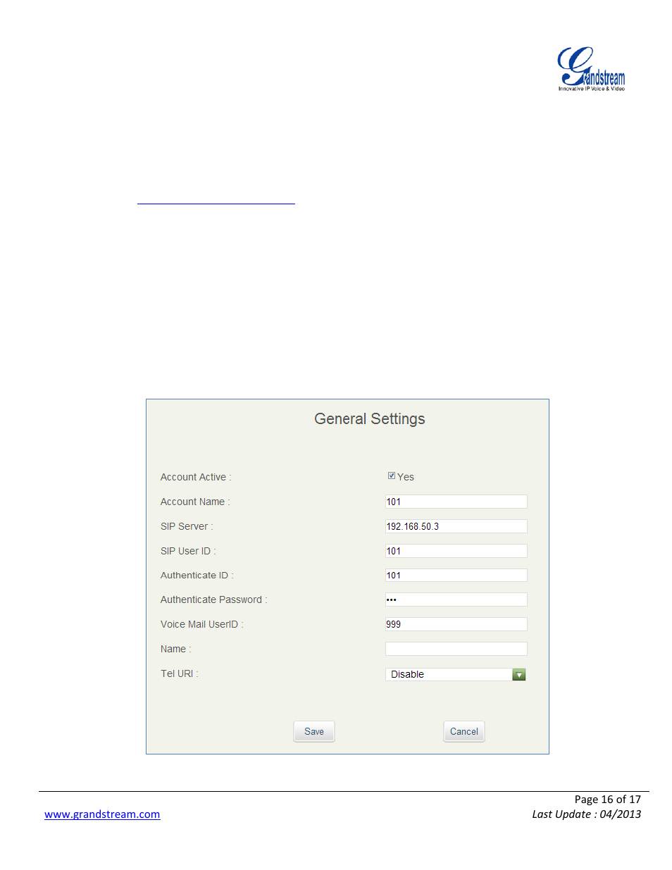 Grandstream Robin SmartView with Grandstream Configuration Guide User Manual | Page 16 / 17