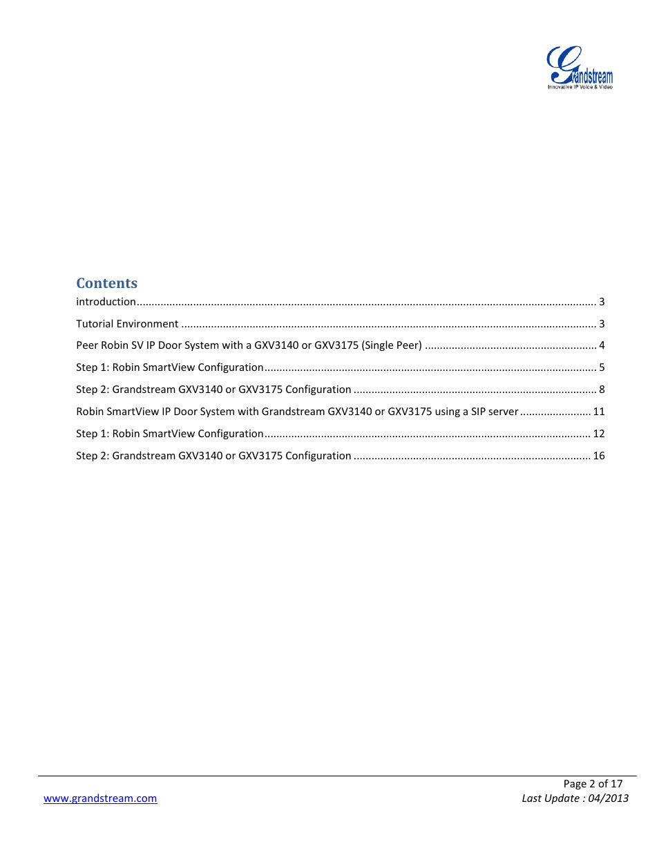 Grandstream Robin SmartView with Grandstream Configuration Guide User Manual | Page 2 / 17