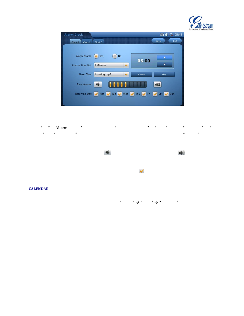 Calendar | Grandstream GXV3175 User Manual User Manual | Page 102 / 139