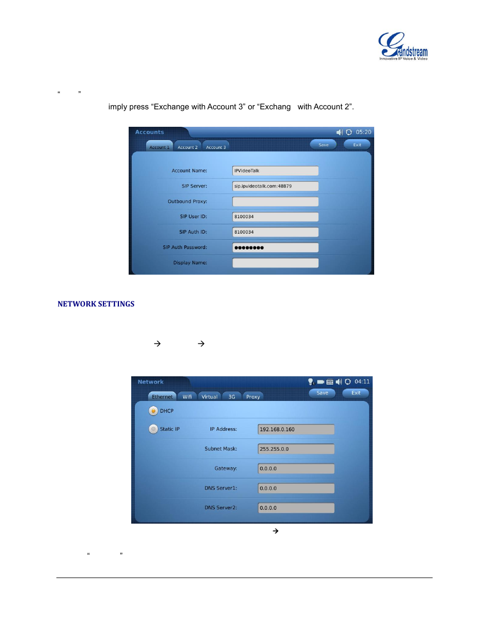 Network settings | Grandstream GXV3175 User Manual User Manual | Page 108 / 139