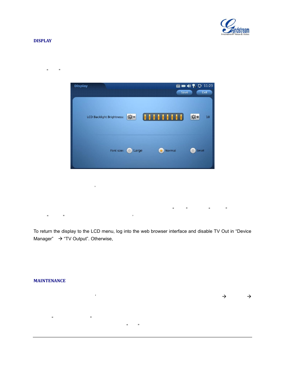 Display, Maintenance | Grandstream GXV3175 User Manual User Manual | Page 114 / 139