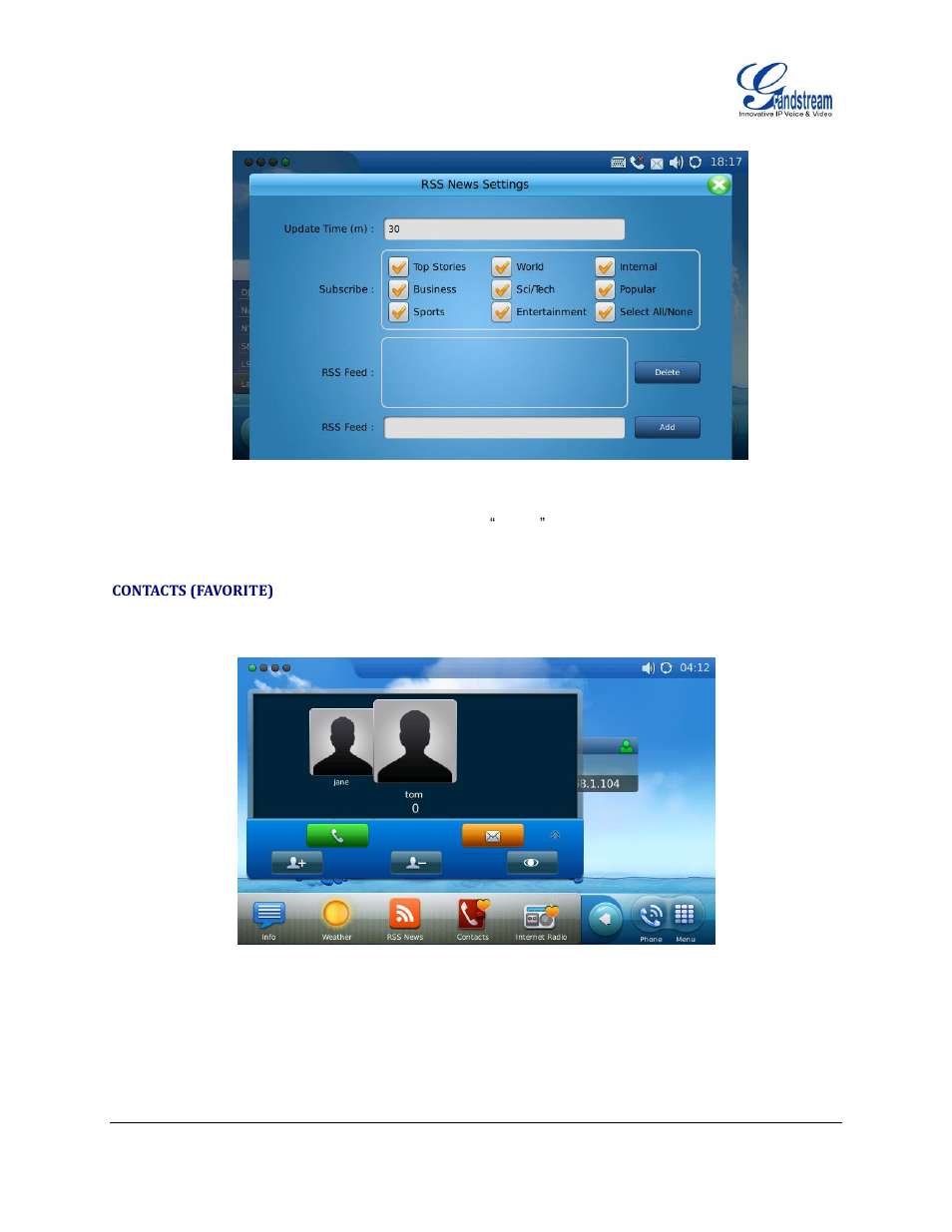 Contacts (favorite) | Grandstream GXV3175 User Manual User Manual | Page 133 / 139