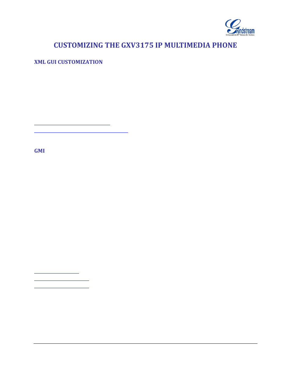 Customizing the gxv3175 ip multimedia phone, Xml gui customization | Grandstream GXV3175 User Manual User Manual | Page 135 / 139