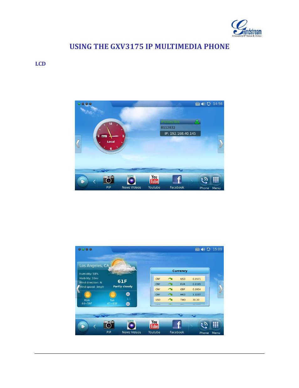 Using the gxv3175 ip multimedia phone | Grandstream GXV3175 User Manual User Manual | Page 23 / 139