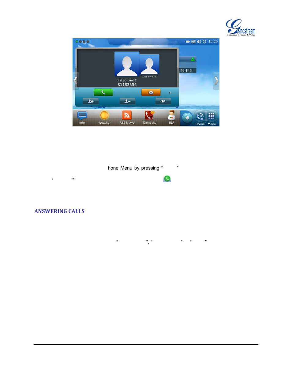 Answering calls | Grandstream GXV3175 User Manual User Manual | Page 32 / 139