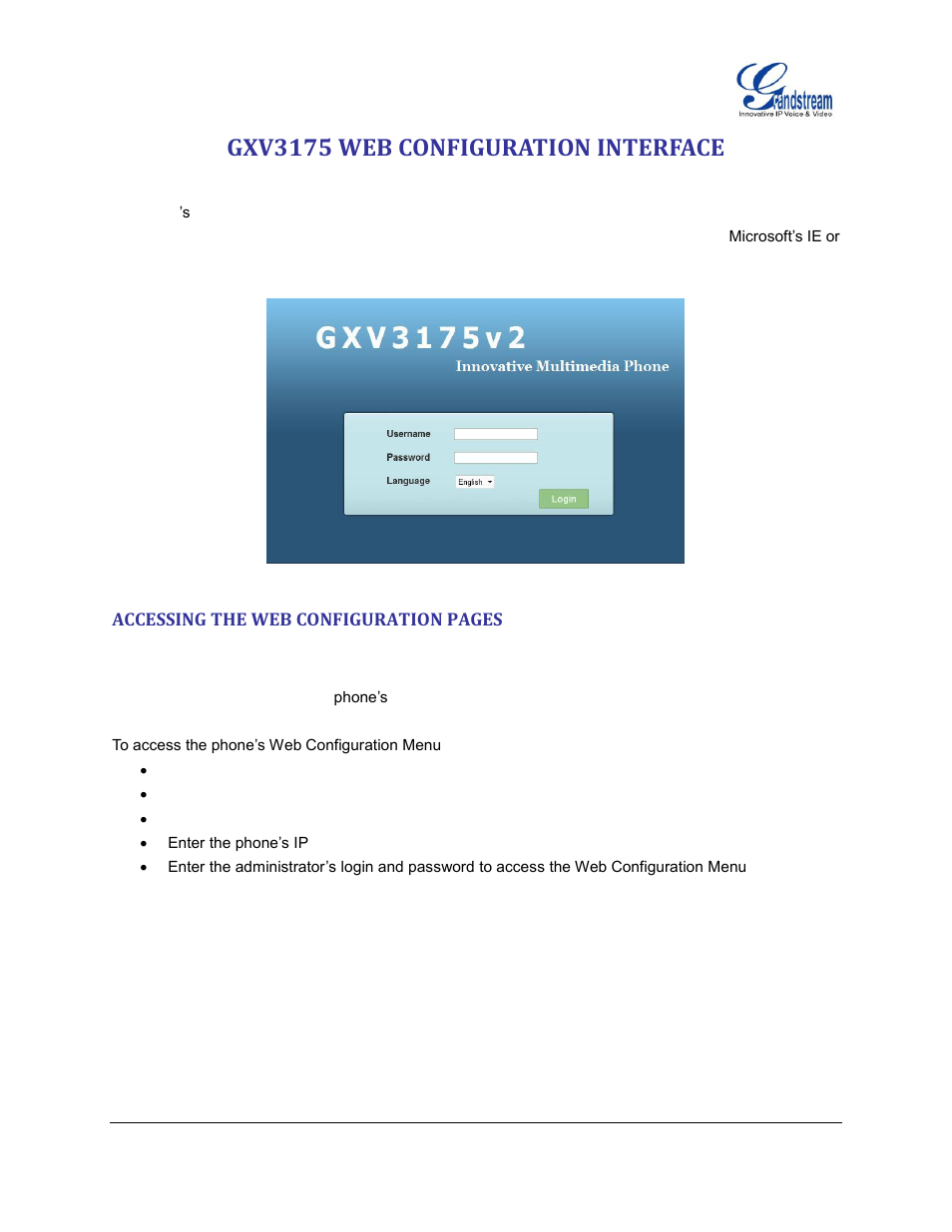 Gxv3175 web configuration interface | Grandstream GXV3175 User Manual User Manual | Page 44 / 139
