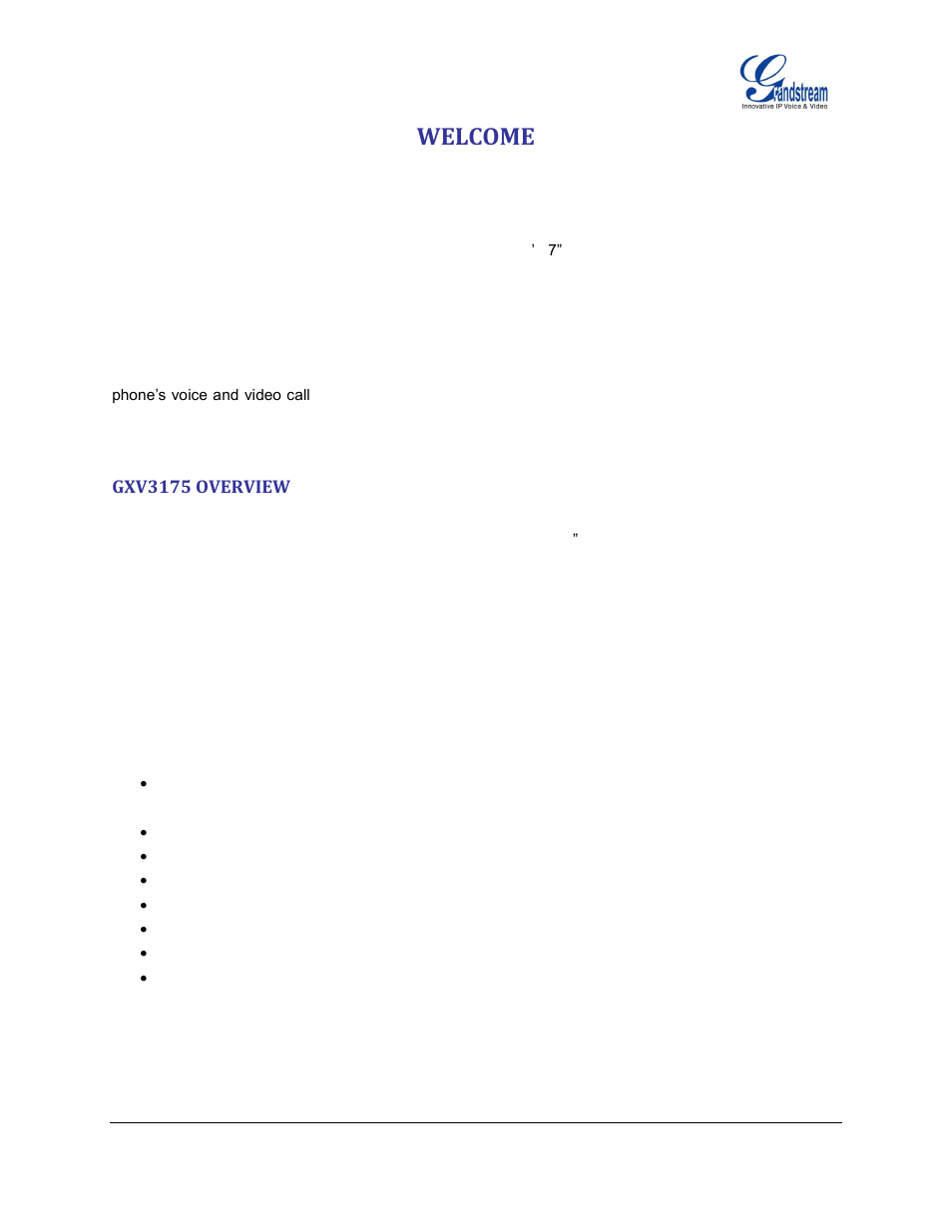 Welcome, Gxv3175 overview | Grandstream GXV3175 User Manual User Manual | Page 9 / 139