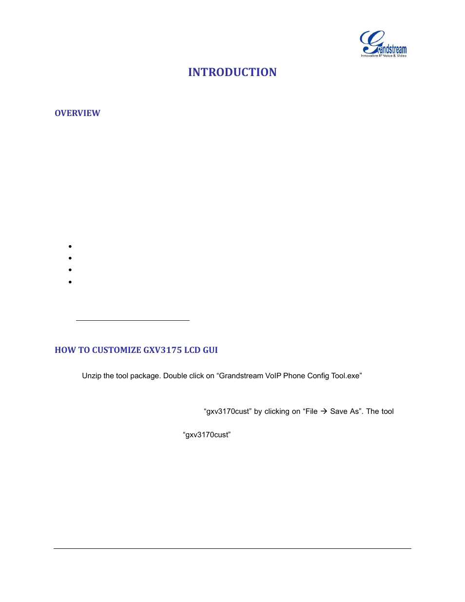 Introduction, Overview, How to customize gxv3175 lcd gui | Grandstream GXV3175 GUI Customization Guide User Manual | Page 3 / 14