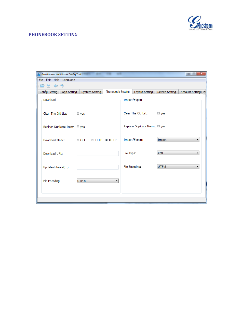 Phonebook setting, Figure 6: phonebook setting interface | Grandstream GXV3175 GUI Customization Guide User Manual | Page 9 / 14