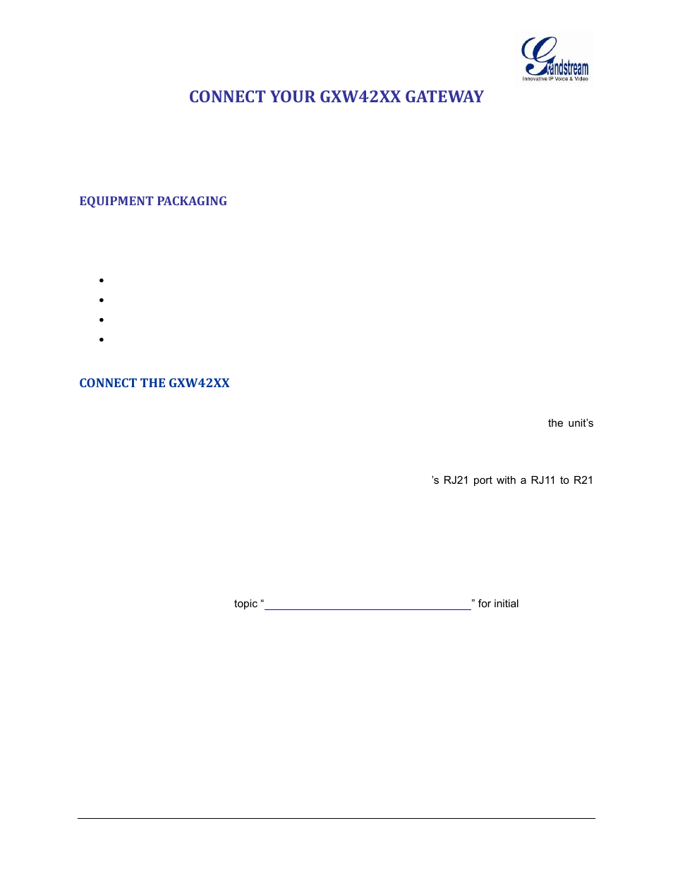 Connect your gxw42xx gateway, Equipment packaging, Connect the gxw42xx | Grandstream GXW42xx User Manual User Manual | Page 11 / 64