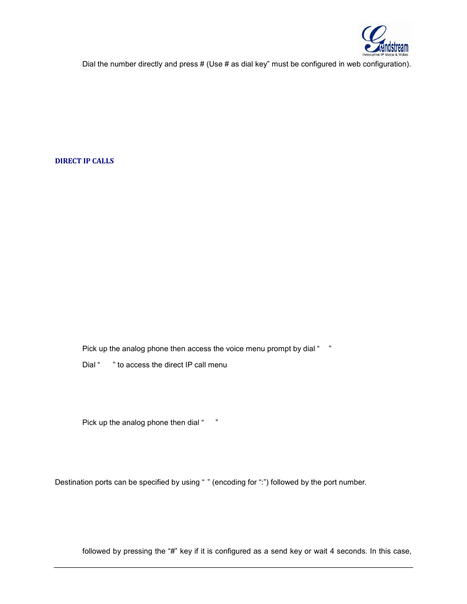 Direct ip calls | Grandstream GXW42xx User Manual User Manual | Page 25 / 64