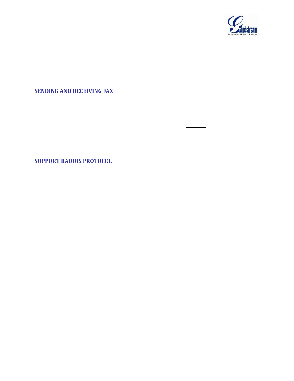 Sending and receiving fax, Support radius protocol | Grandstream GXW42xx User Manual User Manual | Page 30 / 64