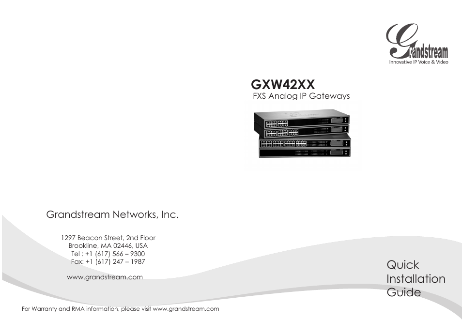 Grandstream GXW42xx Quick Installation Guide User Manual | 23 pages