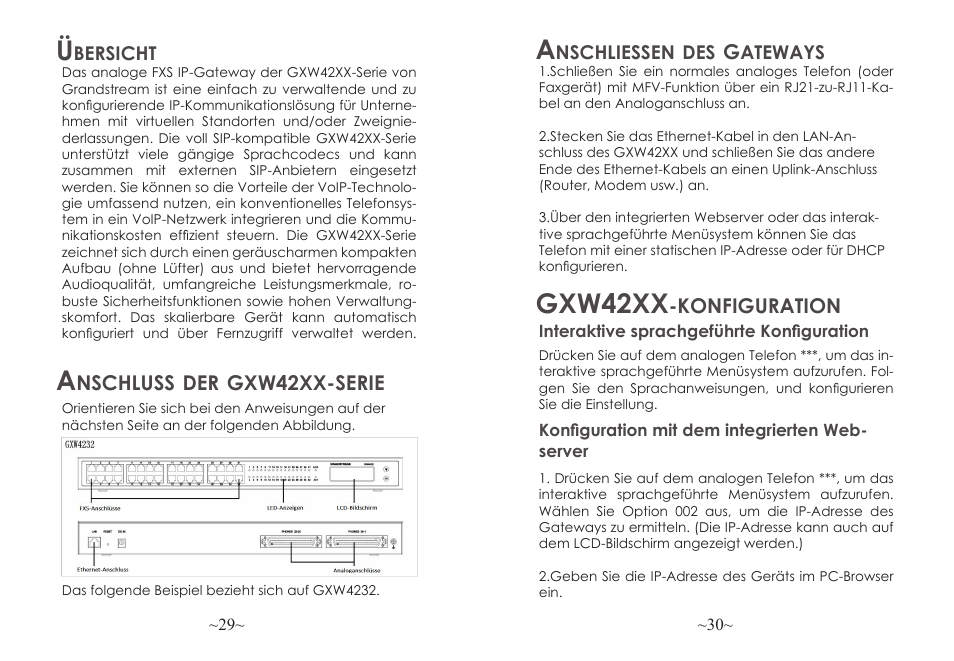 Gxw42xx, Konfiguration, Nschluss | Gxw42xx-serie | Grandstream GXW42xx Quick Installation Guide User Manual | Page 16 / 23