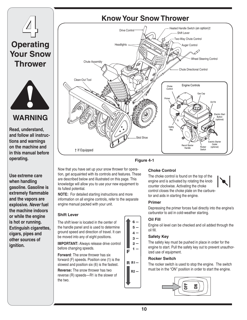 Operating your snow thrower, Know your snow thrower, Warning | Cub Cadet OEM-390-679 User Manual | Page 10 / 56