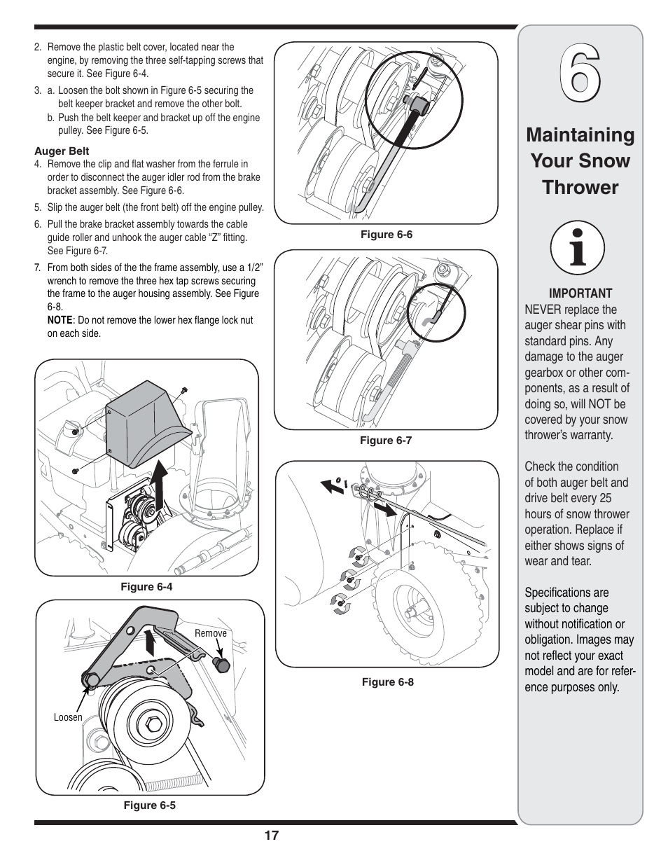 Maintaining your snow thrower | Cub Cadet OEM-390-679 User Manual | Page 17 / 56