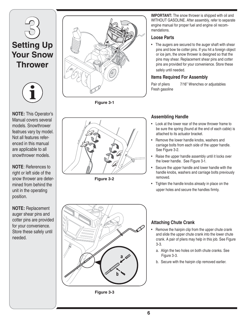 Setting up your snow thrower | Cub Cadet OEM-390-679 User Manual | Page 6 / 56