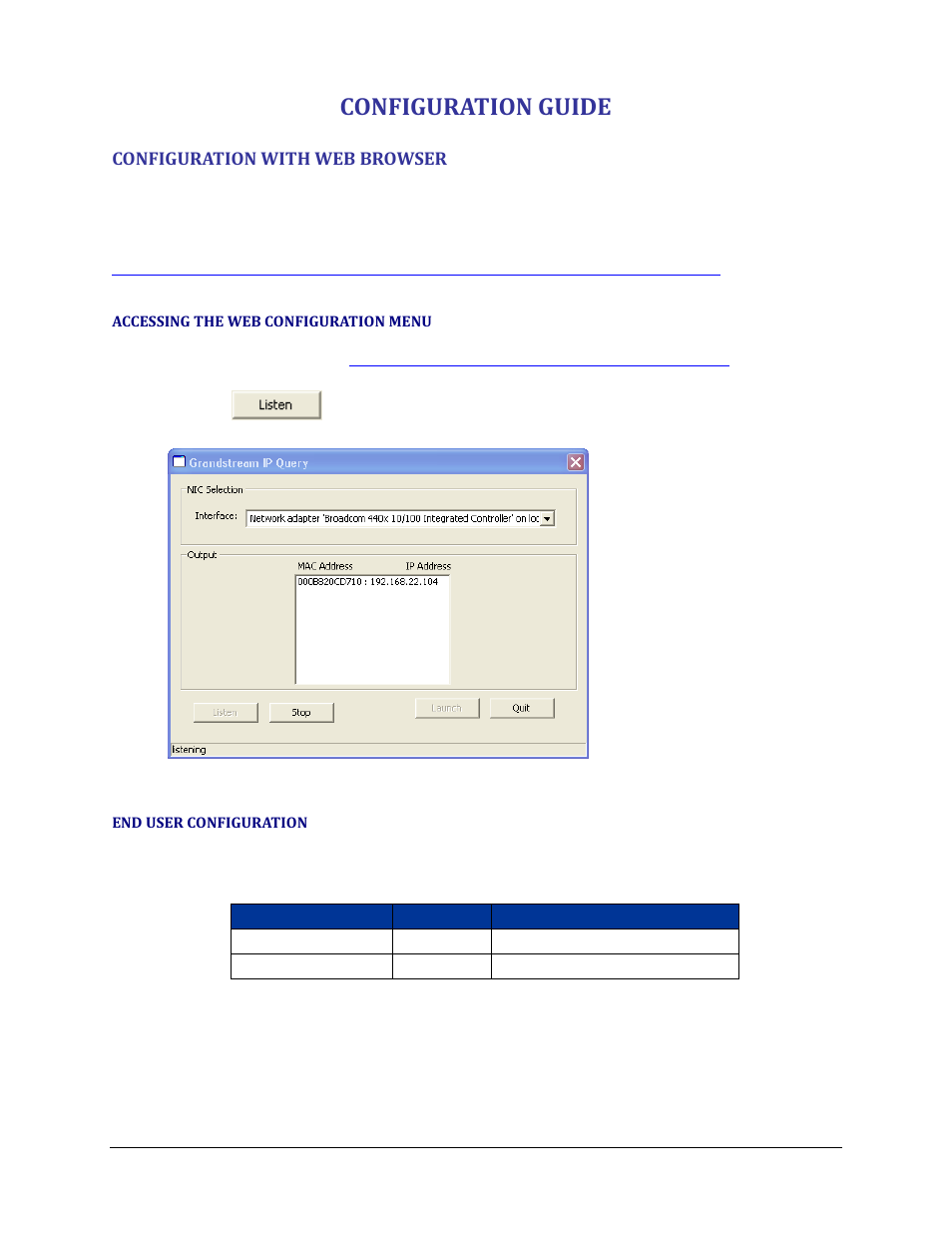 Configuration guide, Configuration with web browser, Accessing the web configuration menu | End user configuration | Grandstream GXW410x User Manual User Manual | Page 13 / 32