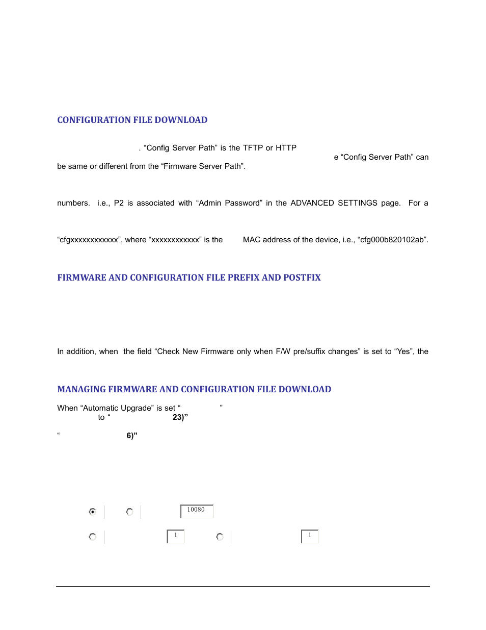 Configuration file download, Firmware and configuration file prefix and postfix, Managing firmware and configuration file download | Grandstream GXW410x User Manual User Manual | Page 29 / 32