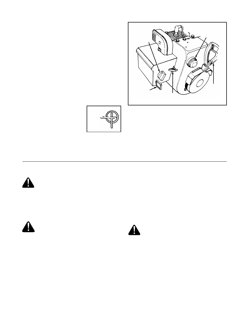 Chute directional control, Chute tilt control, Fuel shut-off valve (if so equipped) | Throttle control, Ignition key, Gas and oil fill-up | Cub Cadet 724WE User Manual | Page 8 / 28