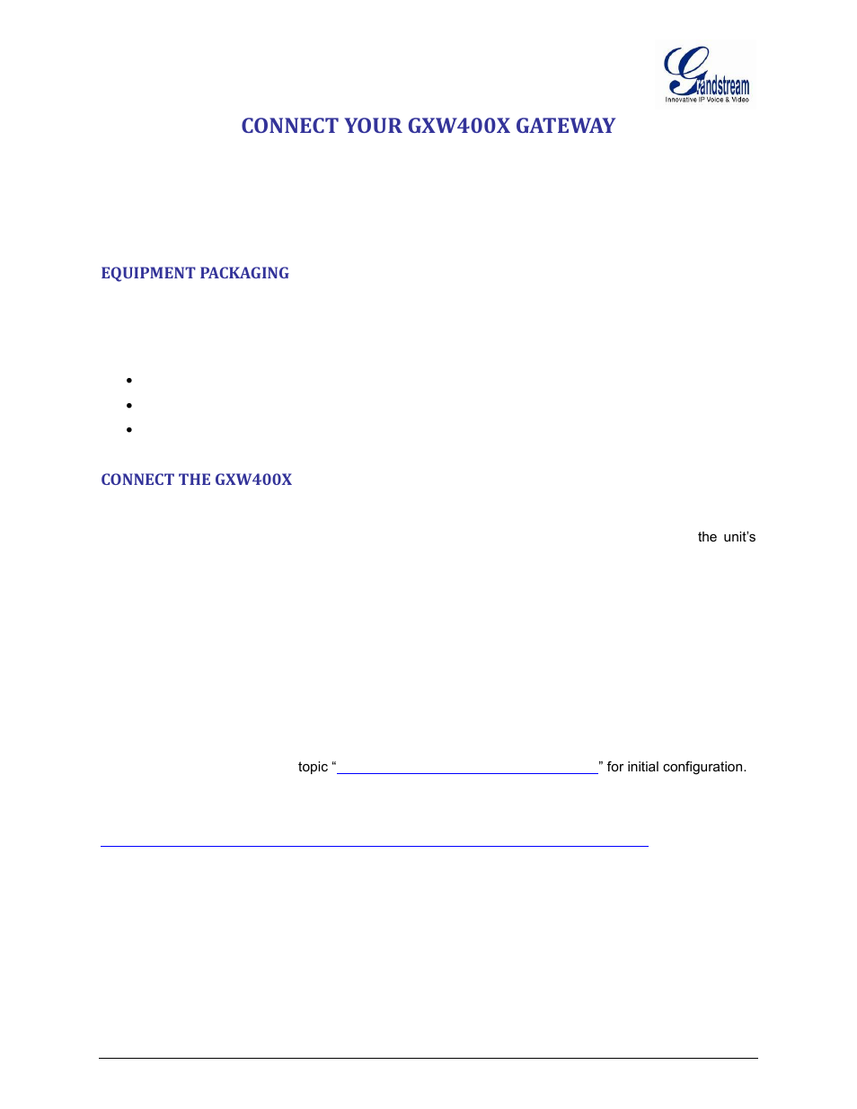 Connect your gxw400x gateway, Equipment packaging, Connect the gxw400x | Grandstream GXW400x User Manual User Manual | Page 11 / 62