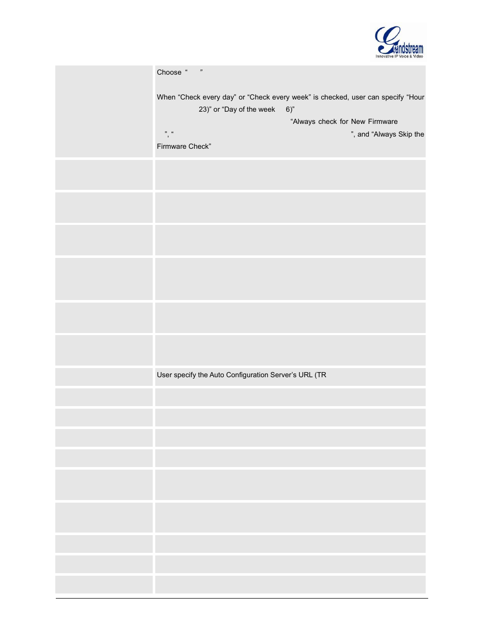 Disable sip notify authentication, Cpe ssl certificate, Cpe ssl private key | Connection request port, Sip tls certificate, Sip tls private key, Sip tls private, Key password | Grandstream GXW400x User Manual User Manual | Page 39 / 62