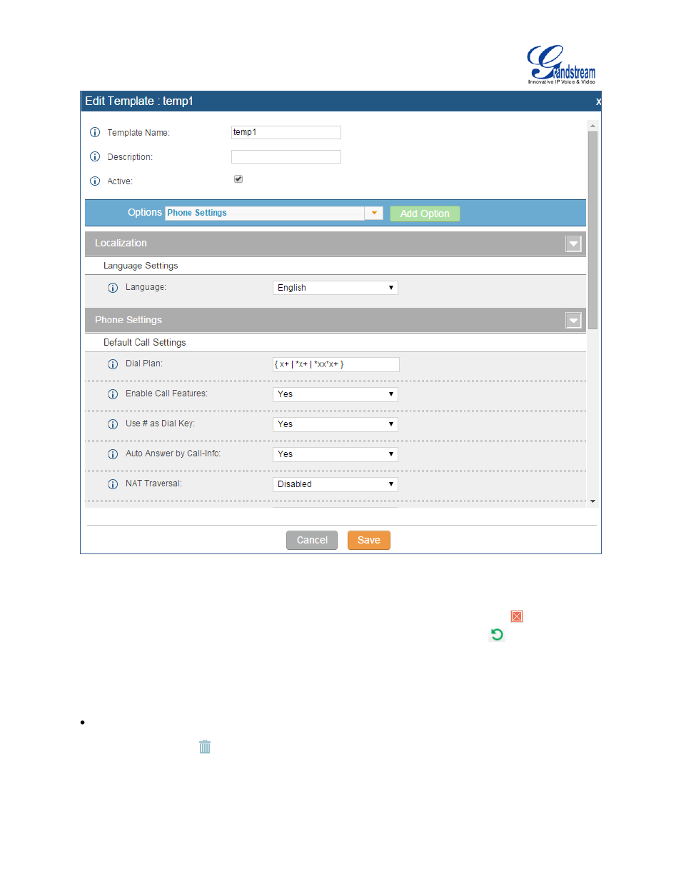 Figure 64: edit global template | Grandstream UCM6100 User Manual for 1.0.9.25 User Manual | Page 104 / 306