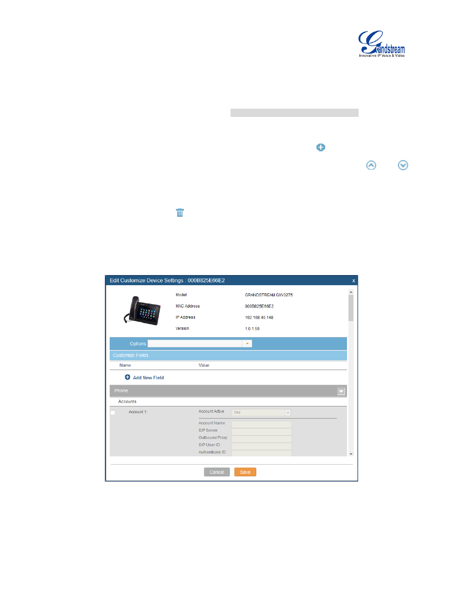 Figure 71: edit customize device settings | Grandstream UCM6100 User Manual for 1.0.9.25 User Manual | Page 111 / 306