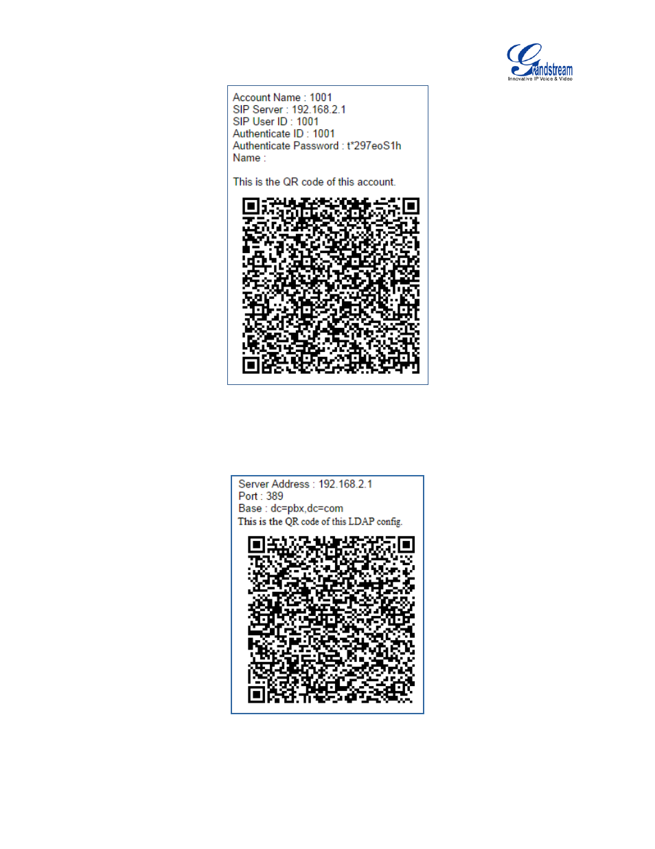 Figure 86: ldap client information and qr code | Grandstream UCM6100 User Manual for 1.0.9.25 User Manual | Page 144 / 306