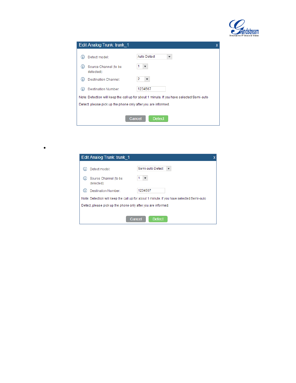 Figure 89: ucm6100 pstn detection: auto detect | Grandstream UCM6100 User Manual for 1.0.9.25 User Manual | Page 151 / 306