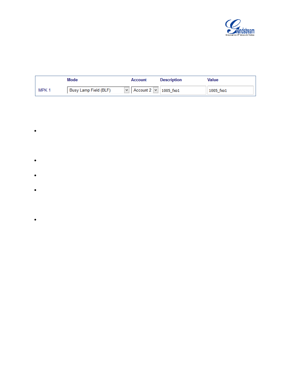 Figure 97: sla example - mpk configuration | Grandstream UCM6100 User Manual for 1.0.9.25 User Manual | Page 169 / 306