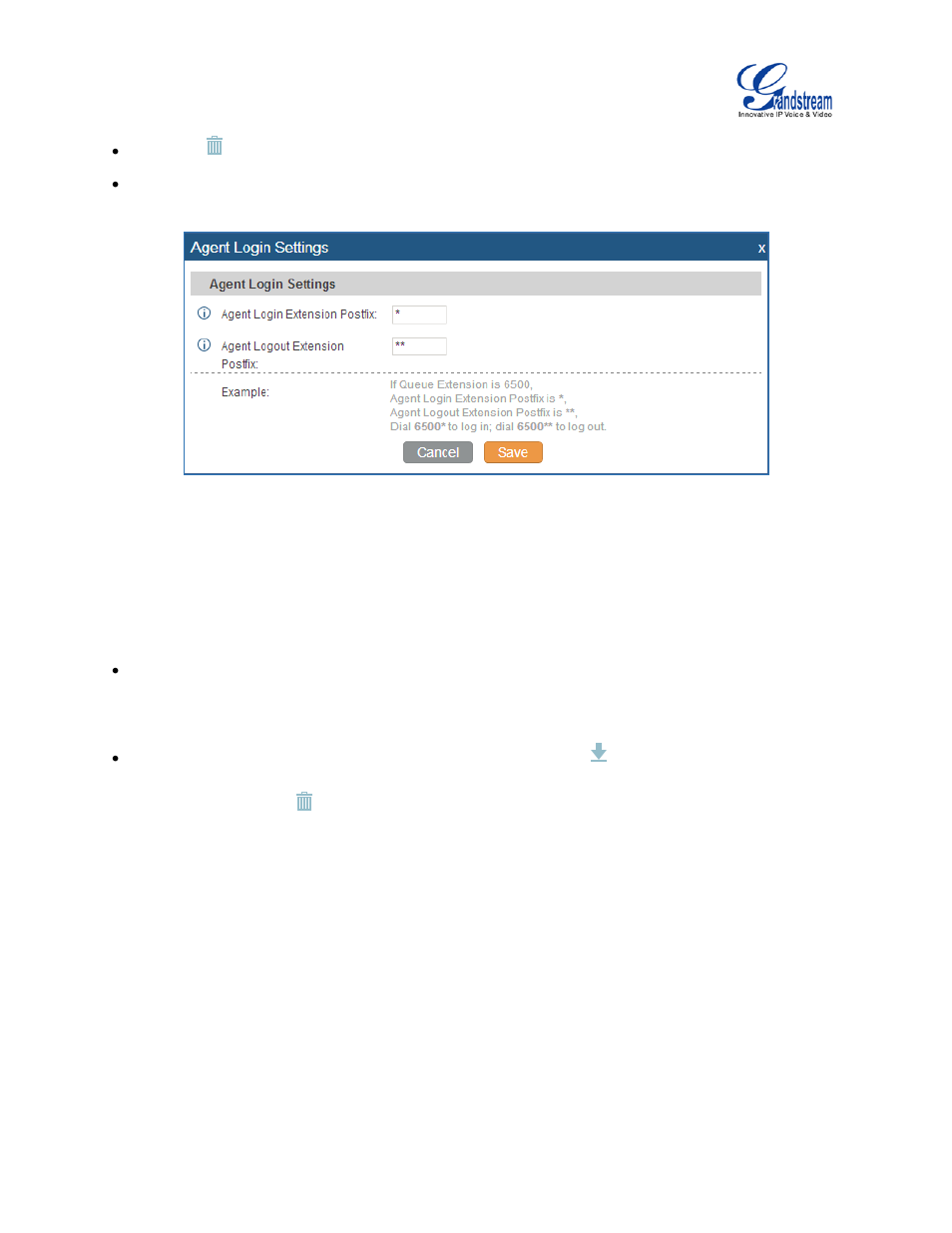 Figure 119: agent login settings | Grandstream UCM6100 User Manual for 1.0.9.25 User Manual | Page 207 / 306