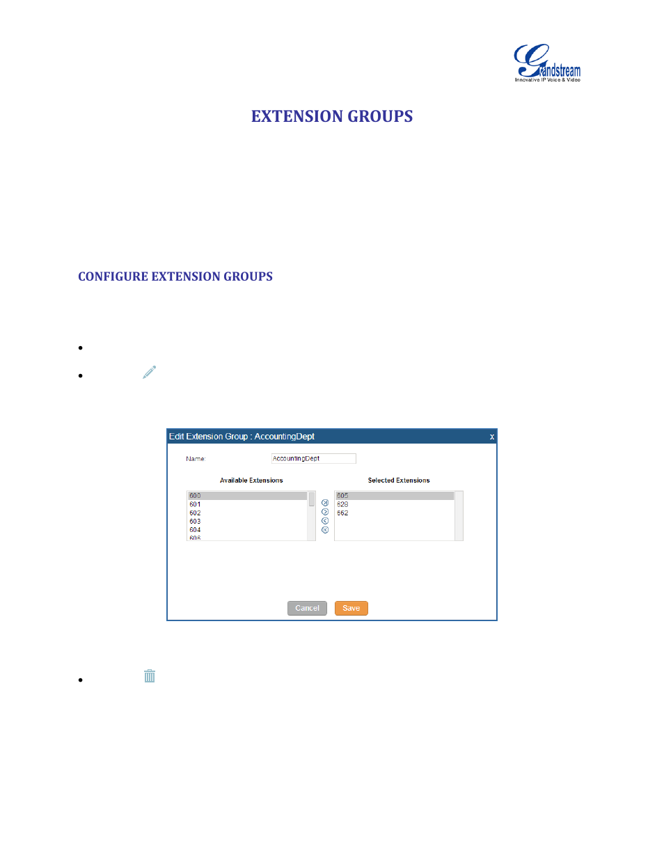 Extension groups, Configure extension groups, Figure 120: edit extension group | Grandstream UCM6100 User Manual for 1.0.9.25 User Manual | Page 208 / 306