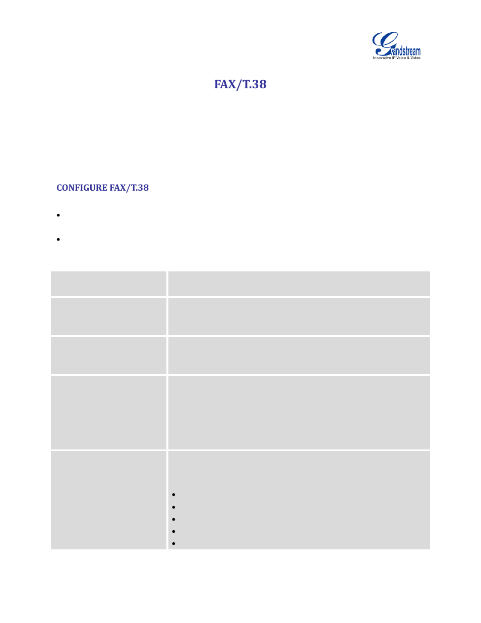 Fax/t.38, Configure fax/t.38, Table 69: fax/t.38 settings | Grandstream UCM6100 User Manual for 1.0.9.25 User Manual | Page 214 / 306