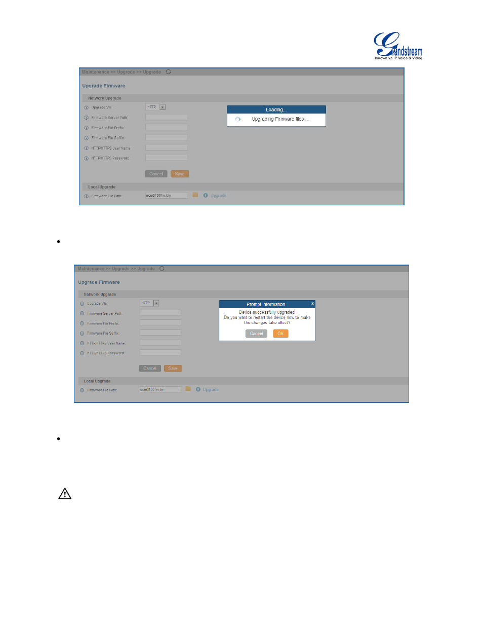 Figure 175: upgrading firmware files, Figure 176: reboot ucm6100 | Grandstream UCM6100 User Manual for 1.0.9.25 User Manual | Page 290 / 306