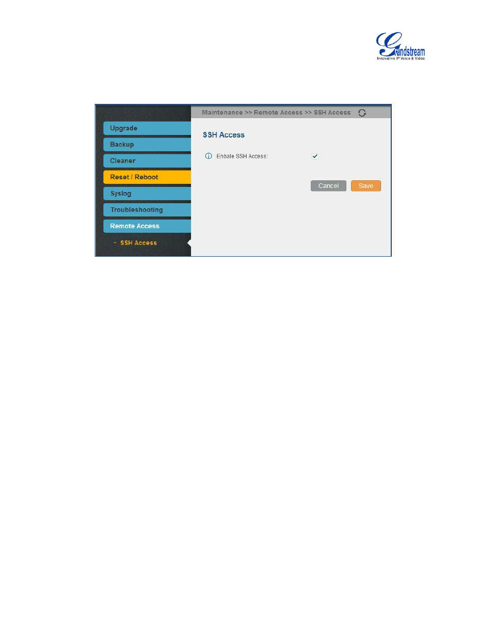 Figure 189: ssh access | Grandstream UCM6100 User Manual for 1.0.9.25 User Manual | Page 302 / 306